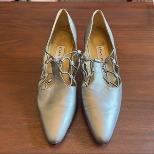 Evan Piccone Leather Caged Heels Silver Size 8